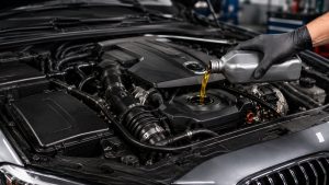 European engine oil service using manufacturer-specified synthetic oil in Denver